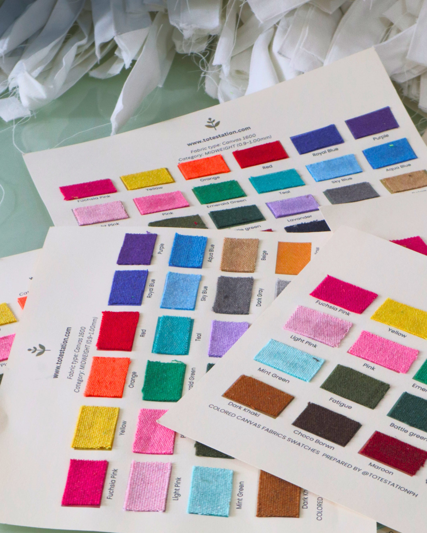 Canvas Fabric Swatch boards and Swatches